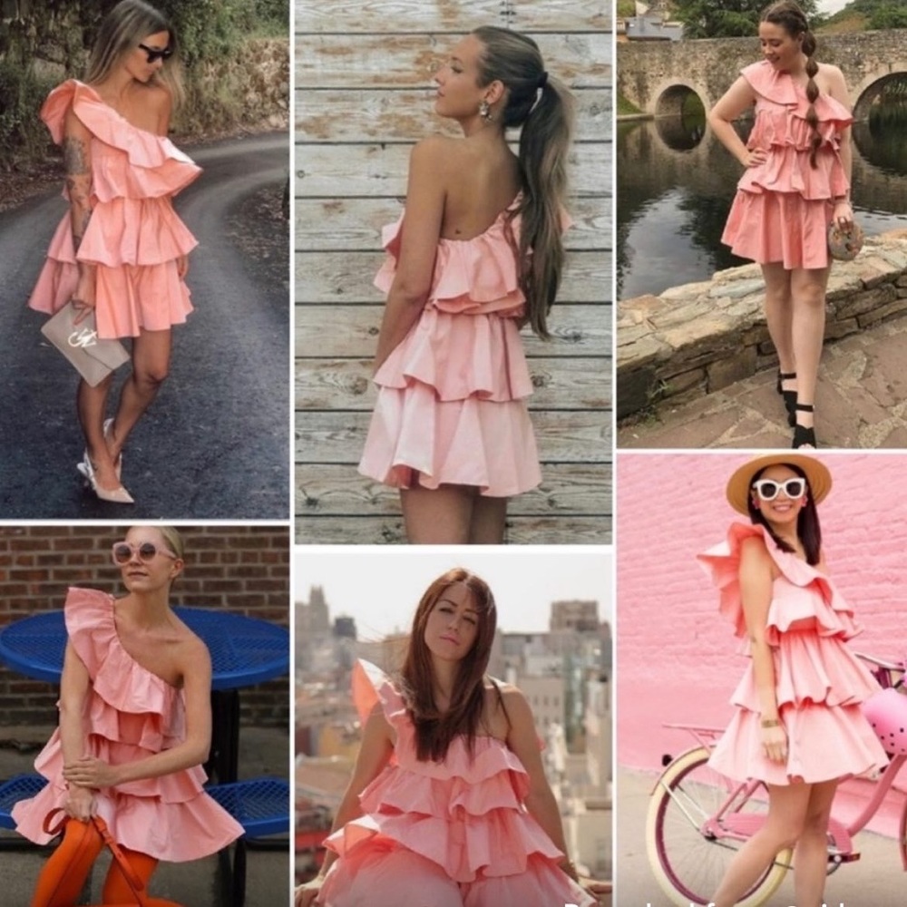 Zara PINK RUFFLE DRESS - Picture 9 of 15